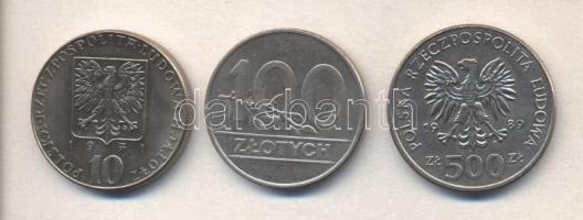 Lengyelország 1971. 10Zl "FAO" + 1989. 500Zl "II. Ulászló" + 1990. 100Zl T:2,2-
...