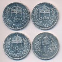 1914-1915. 1K Ag (3x) + Ausztria 1915. 1K Ag T:2
