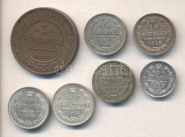 Oroszország 1912-1916. 3k + 5k Ag + 10k Ag (5x) T:vegyes Russia 1912-1916. 3 Kopeks + 5 Kopeks Ag + 10 Kopeks Ag (5x) C:mixed