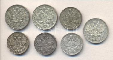 Oroszország 1908-1916. 15k Ag (4x) + 20k Ag (3x) T:vegyes Russia 1908-1916. 15 Kopeks Ag (4x) + 20 Kopeks Ag (3x) C:mixed