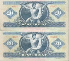1969. 20Ft (2x) egymásutáni sorszámmal T:I