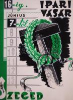 Bozó Gyula (1913-2004): Szeged, Ipari vásár. Plakátterv. Vegyes technika, jelzett. 25x31 cm