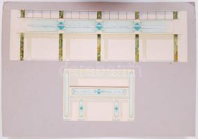 Bozó Gyula (1913-2004): Templombelső terv 2 db. Jelzett. 31x24 cm