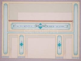 Bozó Gyula (1913-2004): Templombelső terv 2 db. Jelzett. 31x24 cm