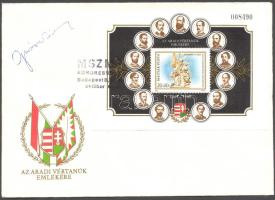 1989 Aradi vértanúk FDC Grósz Károly aláírásával /  1989 Martyrs of Arad FDC with autograph signature of communist leader of Hungary