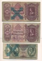 1930. 100P (2x) + 1936. 10P mindegyik hamis nyilaskereszt / Német 3. Birodalmi felülbélyegzéssel T:II-,III