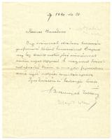 1940 Bosnyák Zoltán antiszemita fajvédő közíró saját kézzel írt levele Malán Mihály antropológusnak, melyben kolozsvári egyetemi professzorrá történt kinevezéséhez gratulál