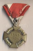 1908. "Polgári Jubileumi Kereszt" mellszalaggal T:2-
1908. Diamond Jubilee Cross for the t...