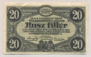 Zalaegerszeg/hadifogolytábor 1916. augusztus 15. 20f "MS" jelzéssel T:II-(kis szakadások)