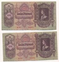 1930. 100P (2x) egymás utáni sorszámmal T:hajtatlanok, kis saroktörés