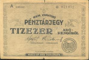 1946. 10.000AP nem kamatozó Pénztárjegy "Másra Át Nem Ruházható" T:II-(kis beszakadás)