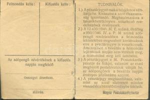 1946. 10.000AP nem kamatozó Pénztárjegy "Másra Át Nem Ruházható" T:II-(kis beszakadás)