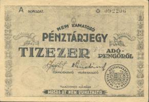 1946. 10.000AP nem kamatozó Pénztárjegy "Másra Át Nem Ruházható" T:II