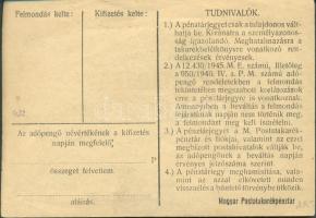1946. 10.000AP nem kamatozó Pénztárjegy "Másra Át Nem Ruházható" T:II