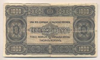 1923. 1000K "8 FILLÉR NYOLC FILLÉR" felülbélyegzéssel T:III(kis beszakadások)