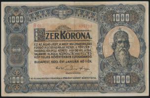 1920. 1000K "Orell Füssli Zürich" T:II-,III