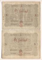 1848. 5Ft "Kossuth bankó" barna (2x) kétféle sor T:III