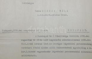 1935 Nemesrákosi Béla ezredes kinevezése az 1. sz. honvéd vegyes-dandár légvédelmi parancsnokának Gö...