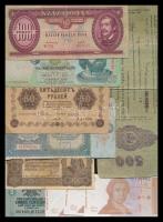10db vegyes papírpénz, közte 1949. 100Ft + 1923. 100K + 3db Unc-os horvát bankjegy + Orosz 1918 50R + 500R T:vegyes
