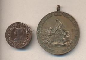 Olaszország 2db emlékérem, egyik vallási témájú, szignó: Johnson (46mm) + Mostradi Leonardo Milano XVII Br emlékérem (28mm) Italy Br medallion "Regina Sine Labe Originali Concepta / Lasciate Che I Fanciulli Vengano A Me Perché Di Loro É Il Regno De'Cieli" sign.: Stefano Johnson (46mm) + "Mostradi Leonardo Milano XVII" Br medallion (28mm) T:2