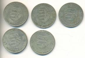 1947. 5Ft Ag "Kossuth" (5x) T:vegyes