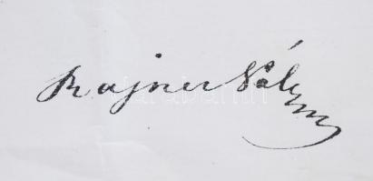 1870 Értesítés az Arad megyei közkórház napidíjának változásáról Rajner Pál belügyminiszter saját ke...