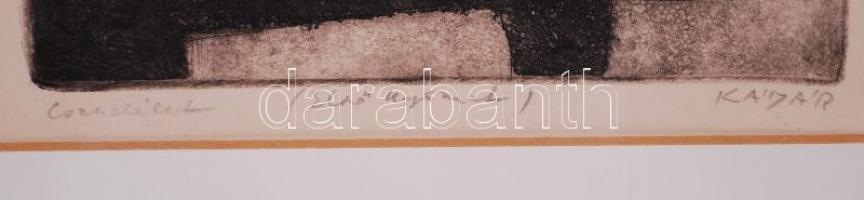 Kádár György (1912-2002): Csendélet. Rézkarc, első nyomat, jelzett, üvegezett keretben, 30x30cm