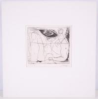 Hincz Gyula (1904-1986): Pihenő II. Rézkarc, papír, jelzett, paszpartuzva, 32,5x31,5cm