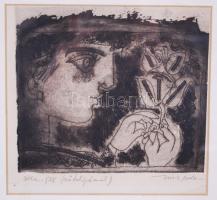 Hincz Gyula (1904-1986): Béke '958. Rézkarc, papír, jelzett, üvegezett keretben, 37x36,5cm