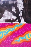 Keserü Ilona (1933): Szimultán. Szitanyomat, 13/100, jelzett, üvegezett keretben, 63x52cm