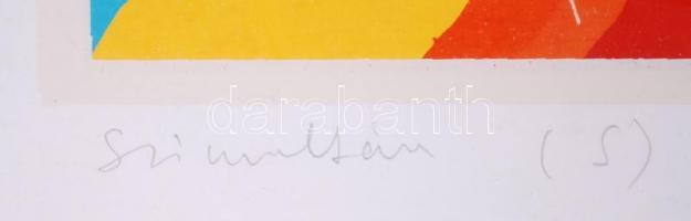 Keserü Ilona (1933): Szimultán. Szitanyomat, 13/100, jelzett, üvegezett keretben, 63x52cm