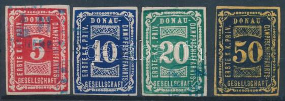 1890 DDSG Általános díjjegybélyeg 5kr, 10kr, 20kr, 50kr