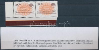 1983-88. Nemzeti Színház 100Ft téglajegy (2x)