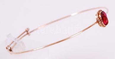 Arany 14K (Au) karkötő vörös üveggel , bruttó:3,3 g /Gold 14 ct bracelet with red glass