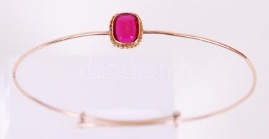 Arany 14K (Au) karkötő vörös üveggel , bruttó:3,3 g /Gold 14 ct bracelet with red glass