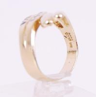 Arany 14K (Au) gyűrű 8db szintetikus kővel, több színben, bruttó:5,7 g, méret:54 /Gold 14 ct ring wi...