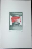 Orosz István (1951): Továris. Rézkarc, papír, 87/100, jelzett, 42x28cm