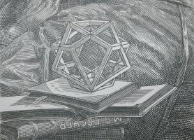 Orosz István (1951): Escherrel Toscanában. Rézkarc, papír, EA IV/VII, jelzett, 46x62cm