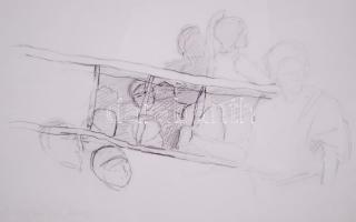 Munkácsy Mihály (1844-1900): Aus Christus am Kreuze (tanulmány a Golgotához). Ceruza, papír, jelzés ...