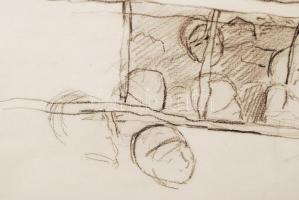 Munkácsy Mihály (1844-1900): Aus Christus am Kreuze (tanulmány a Golgotához). Ceruza, papír, jelzés ...