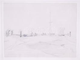 Munkácsy Mihály (1844-1900): Ostende I. Ceruza, papír, üvegezett keretben,24×30 cm (Dr. Végvári Lajo...