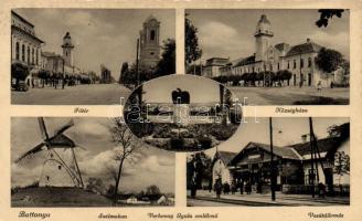 Battonya vasútállomás, Verhovay Gyula emlékmű, községháza, főtér, szélmalom (gluemark)