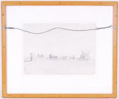 Munkácsy Mihály (1844-1900): Ostende. Ceruza, papír (két oldalon), üvegezett keretben, 47x55cm (Dr. ...