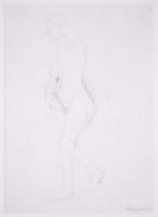 Munkácsy Mihály (1844-1900): Kis zongoraművésznő - Női akt. Ceruza, papír (két oldalon), üvegezett k...