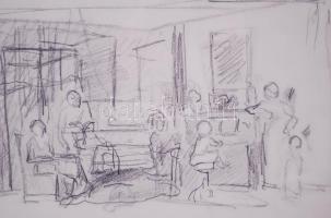 Munkácsy Mihály (1844-1900): Kis zongoraművésznő - Női akt. Ceruza, papír (két oldalon), üvegezett k...