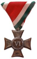 1923. "III. osztályú Legénységi Szolgálati Jel" kitüntetés zöld-fehér-piros mellszalagon T:2 Hungary 1923. "Military Service Medal 3rd class" decoration on ribbon C:XF