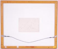 Munkácsy Mihály (1844-1900): Ülő nő - Tájkép. Ceruza, papír - tus, papír (két oldalon), üvegezett ke...