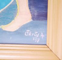 Ökrös András (1942-): Harmónia. Olaj, karton, jelzett, keretben 71×43 cm