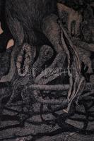 Nyári Lóránt (1928-1982) Papszigeti fák (1975). Rézkarc, papír, jelzett, üvegezett keretben, 62×45 c...