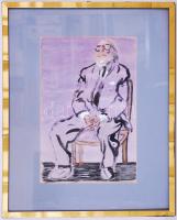 Jelzés nélkül: Ülő férfi. Akvarell, karton, üvegezett keretben 52×42 cm